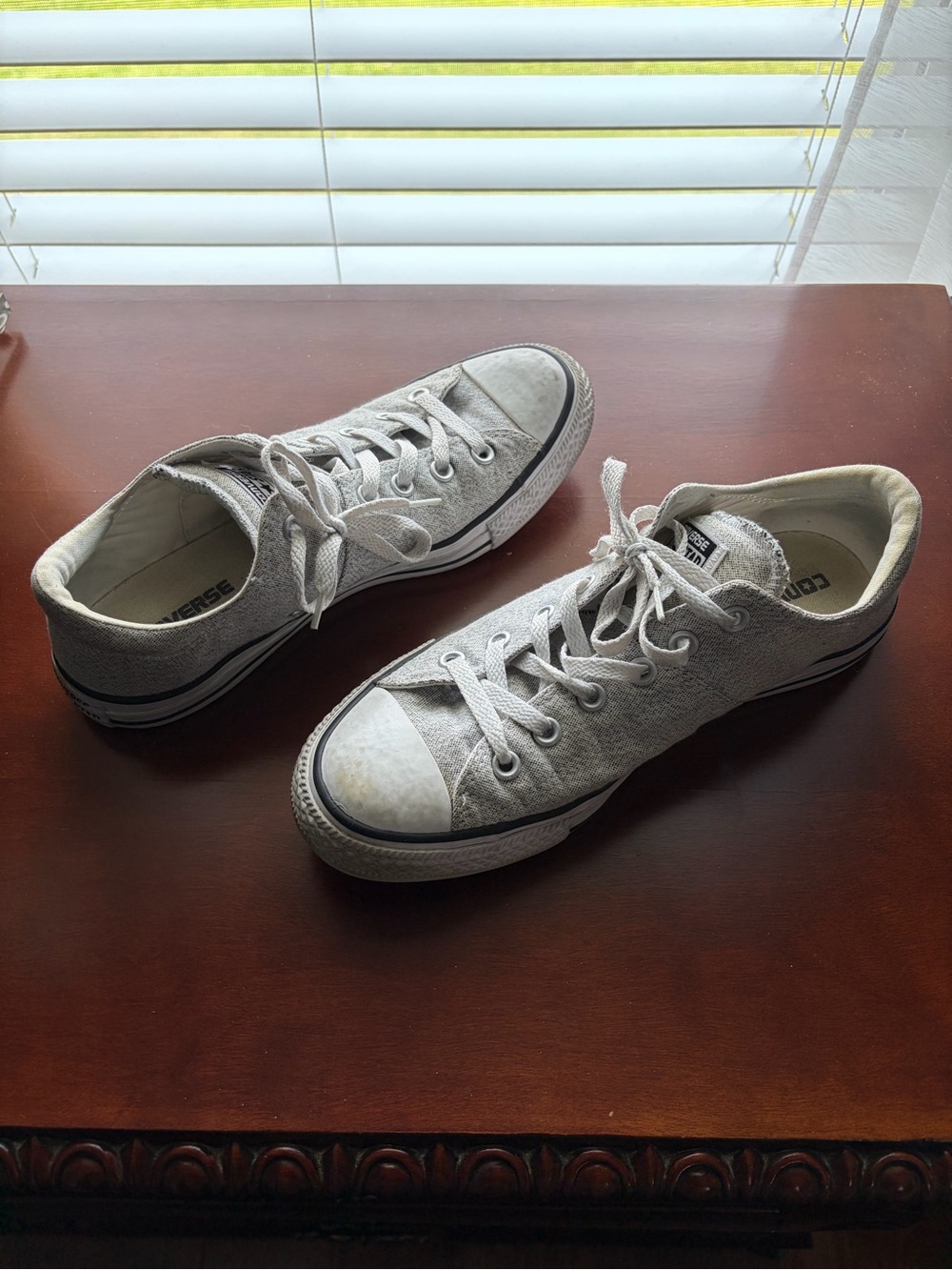 Converse Women’s Slip-On Canvas Sneakers in Light Gray